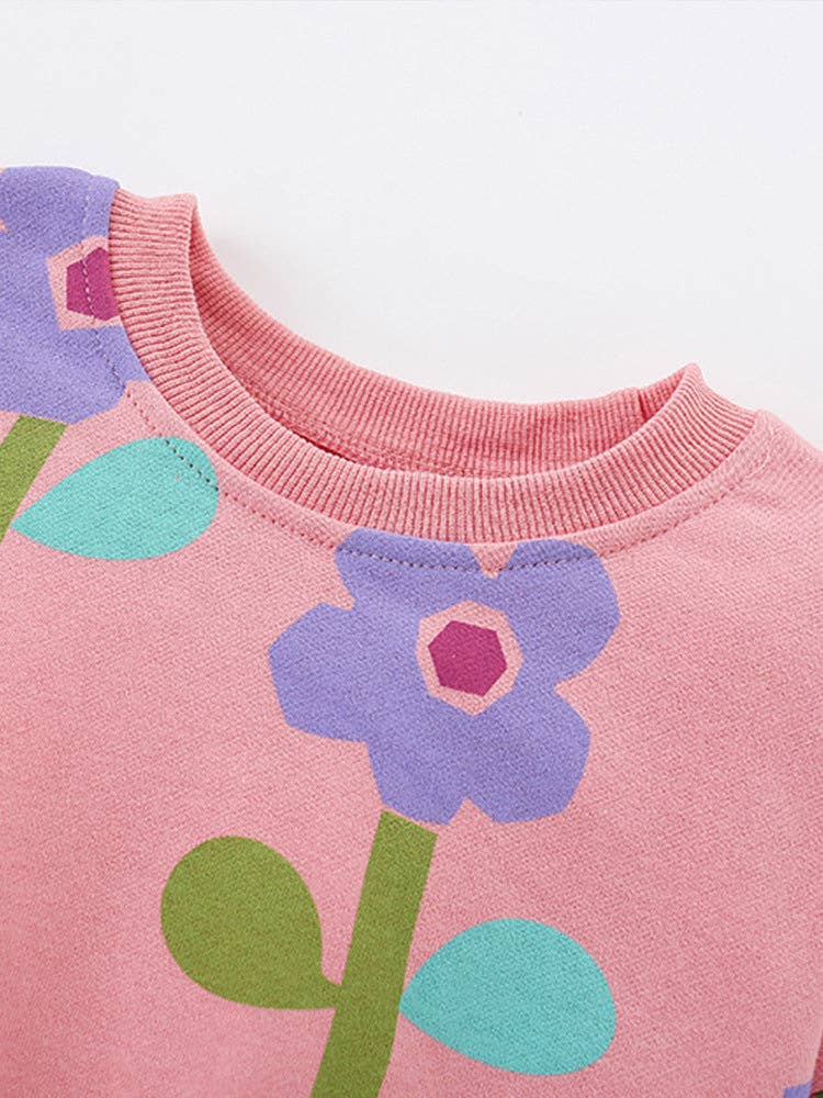 Floral Print Cotton Sweatshirt Casual Style