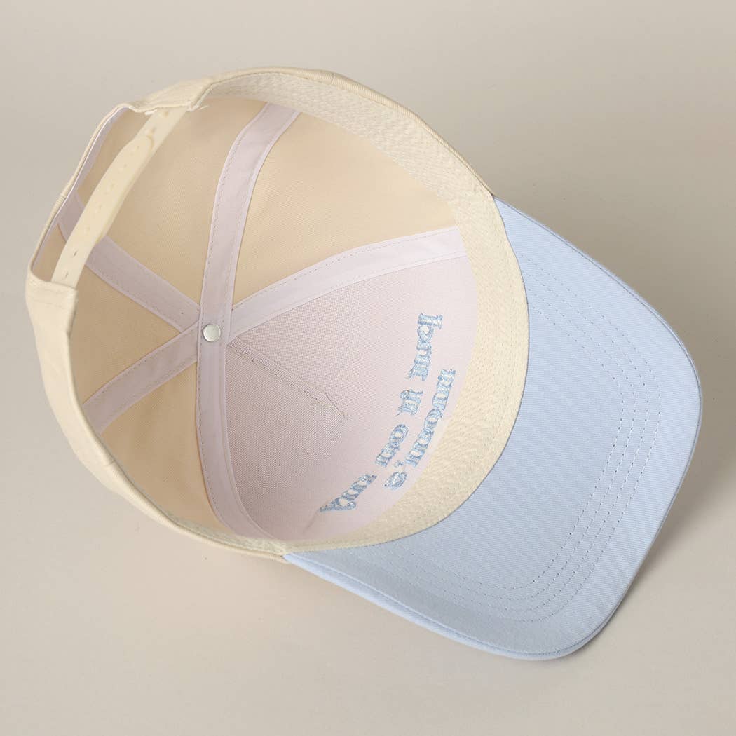 Put It On My Mom's Tab Light Blue Trucker Hat