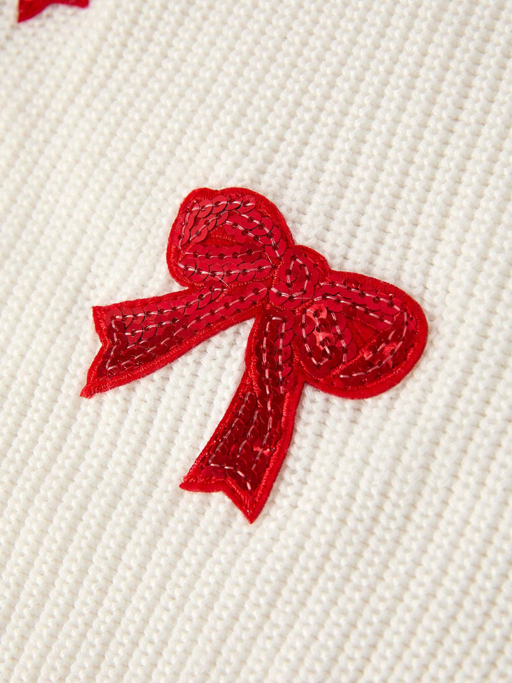 Winter Girls Bow Sequins Pullover Sweater