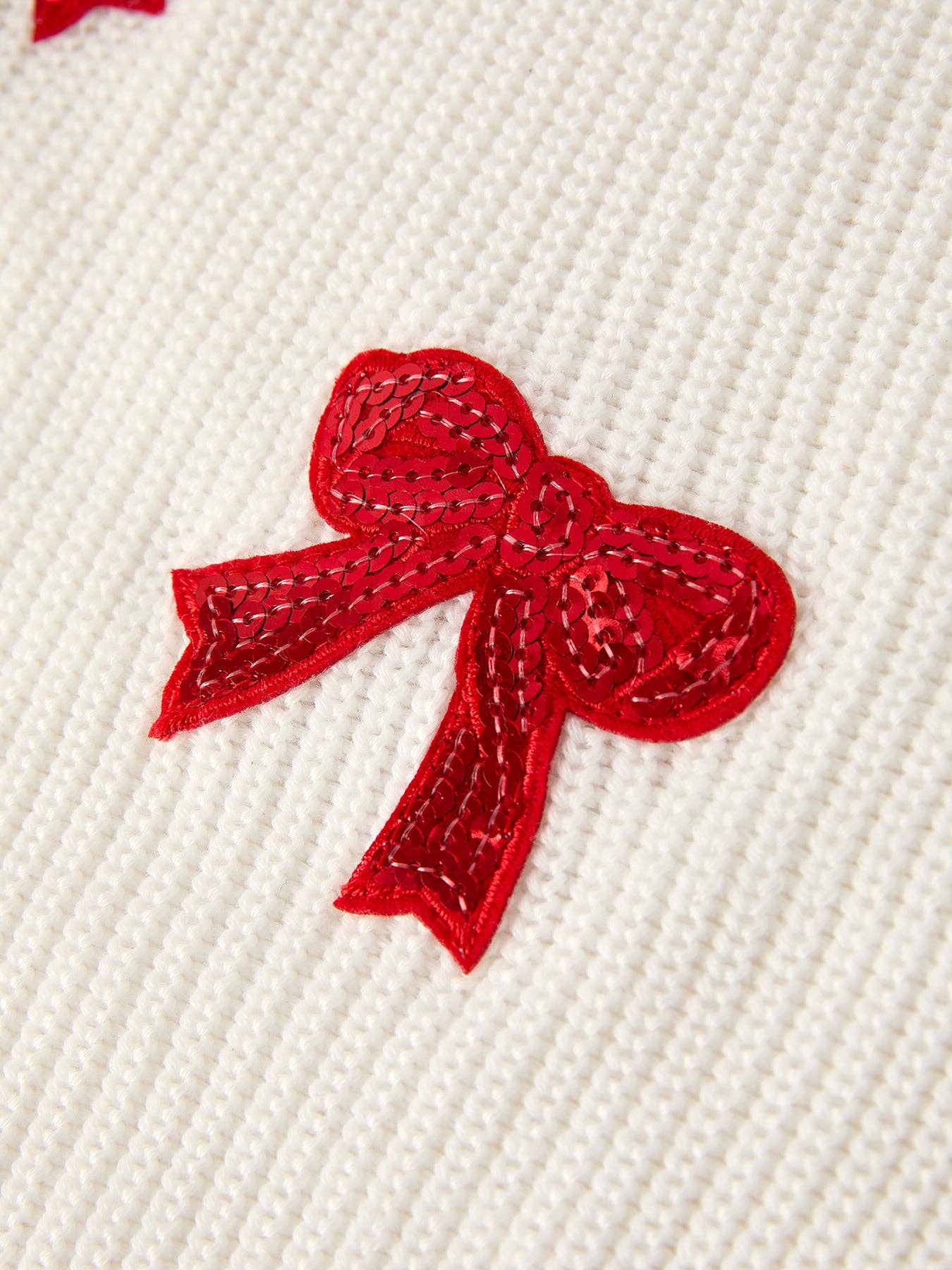 Winter Girls Bow Sequins Pullover Sweater