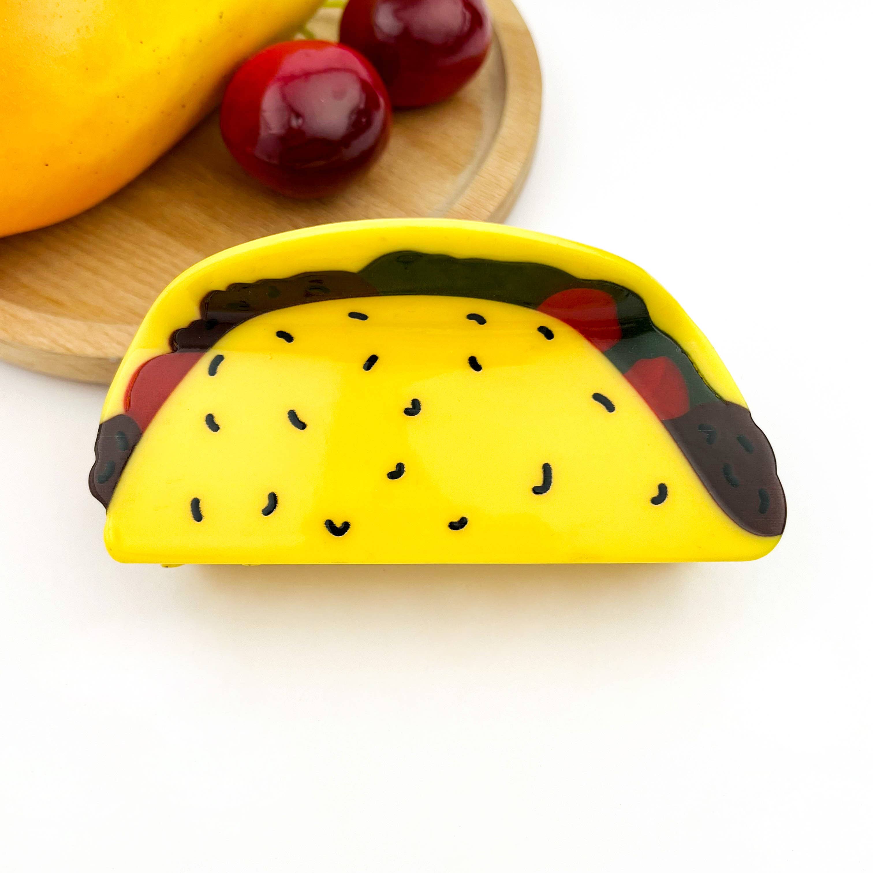 Food-Themed Acetate Claw Clips, Hot Sauce & Taco Designs