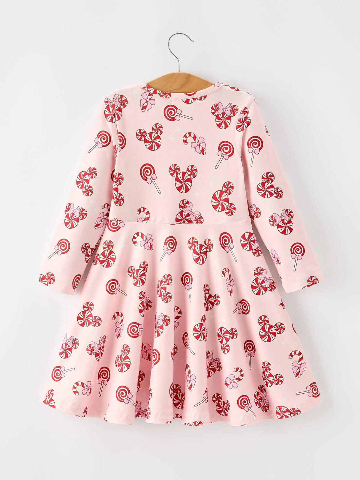 Girls Christmas Peppermint Candy Long Sleeve Twirl Dress