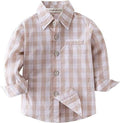 Beige & White Plaid Cotton Button-Down Shirt