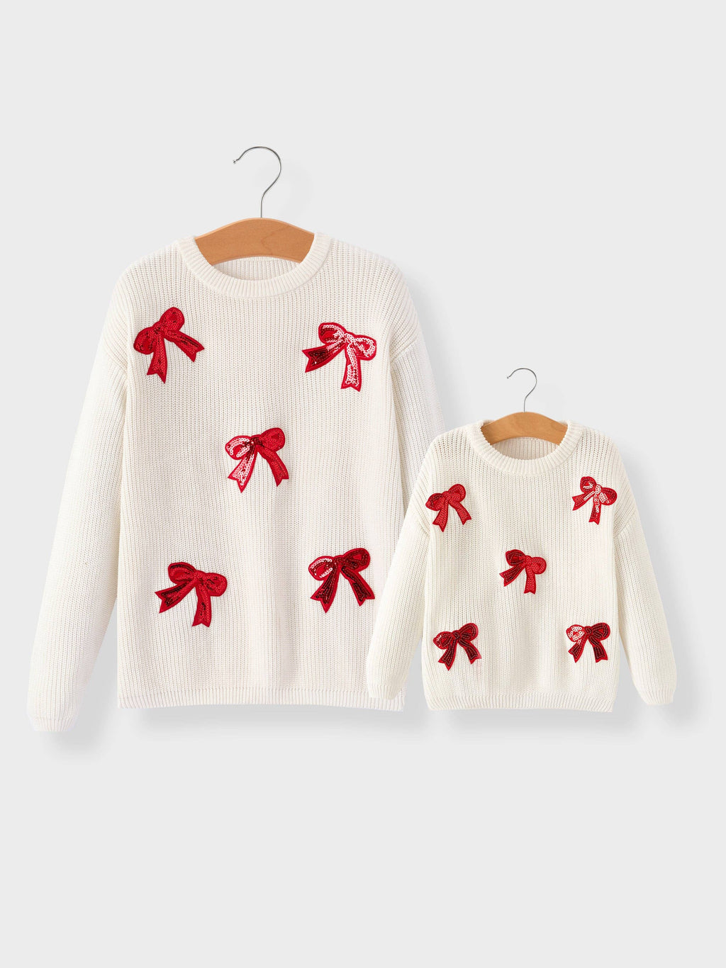 Winter Girls Bow Sequins Pullover Sweater
