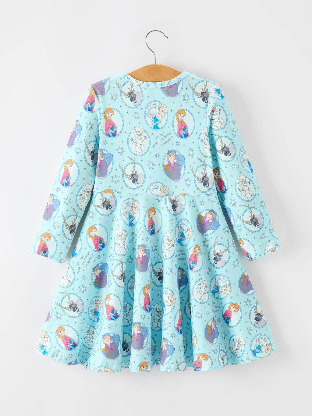 Girls Winter Portrait Print Long Sleeve Twirl Dress