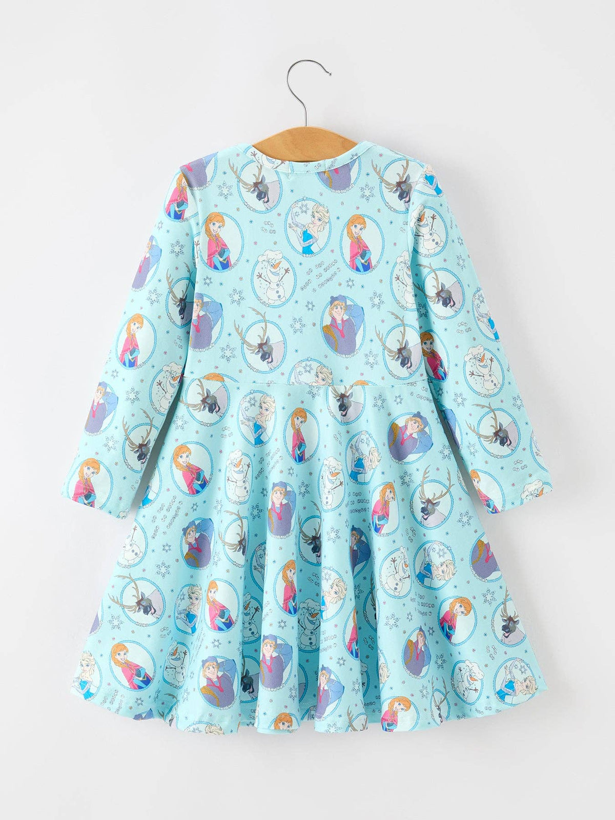 Girls Winter Portrait Print Long Sleeve Twirl Dress