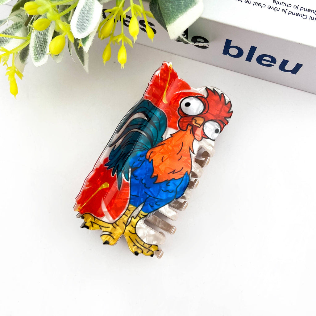 Funny Rooster Claw Clip, Acetate Festive Animal Hair Clip