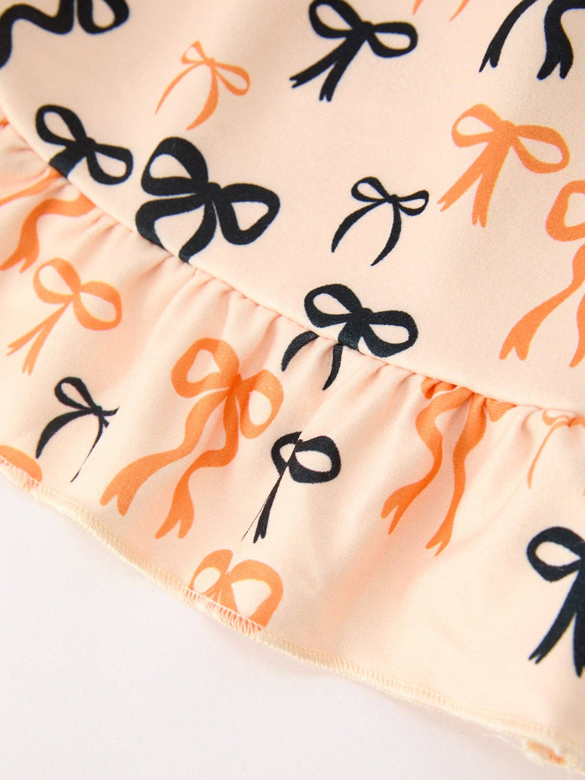 Halloween Bow Print Girls Twirl Dress Long Sleeve with Pockets