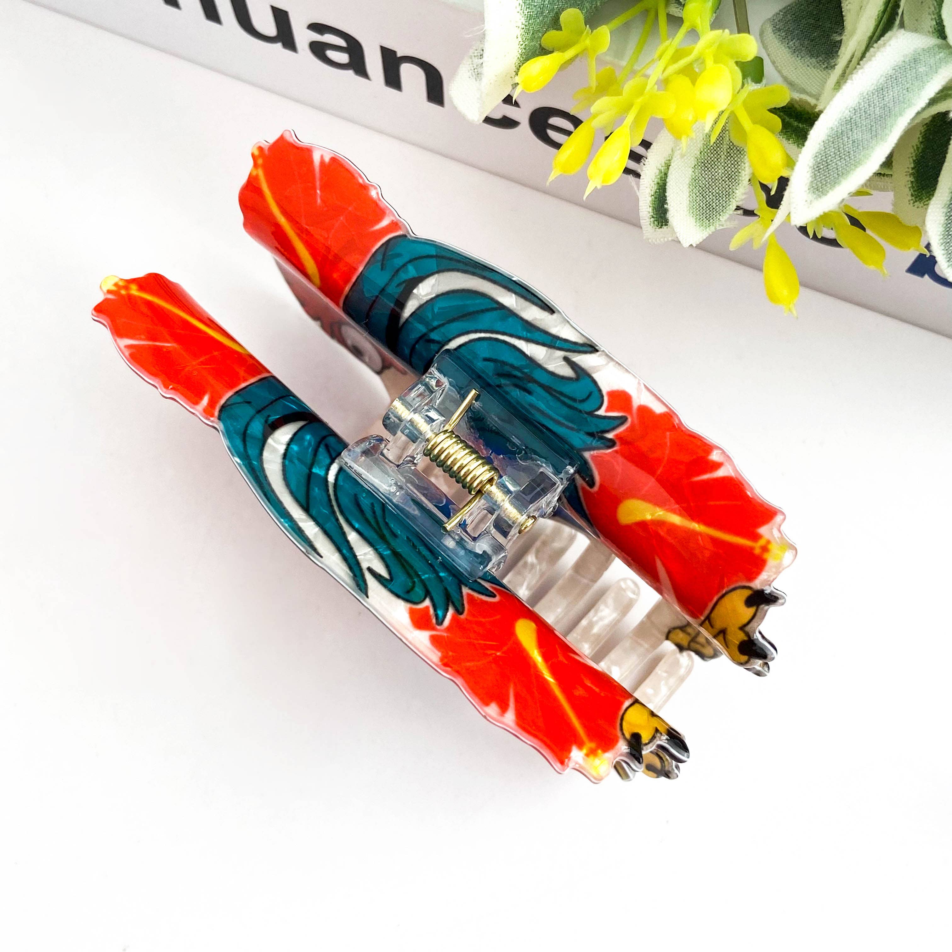 Funny Rooster Claw Clip, Acetate Festive Animal Hair Clip