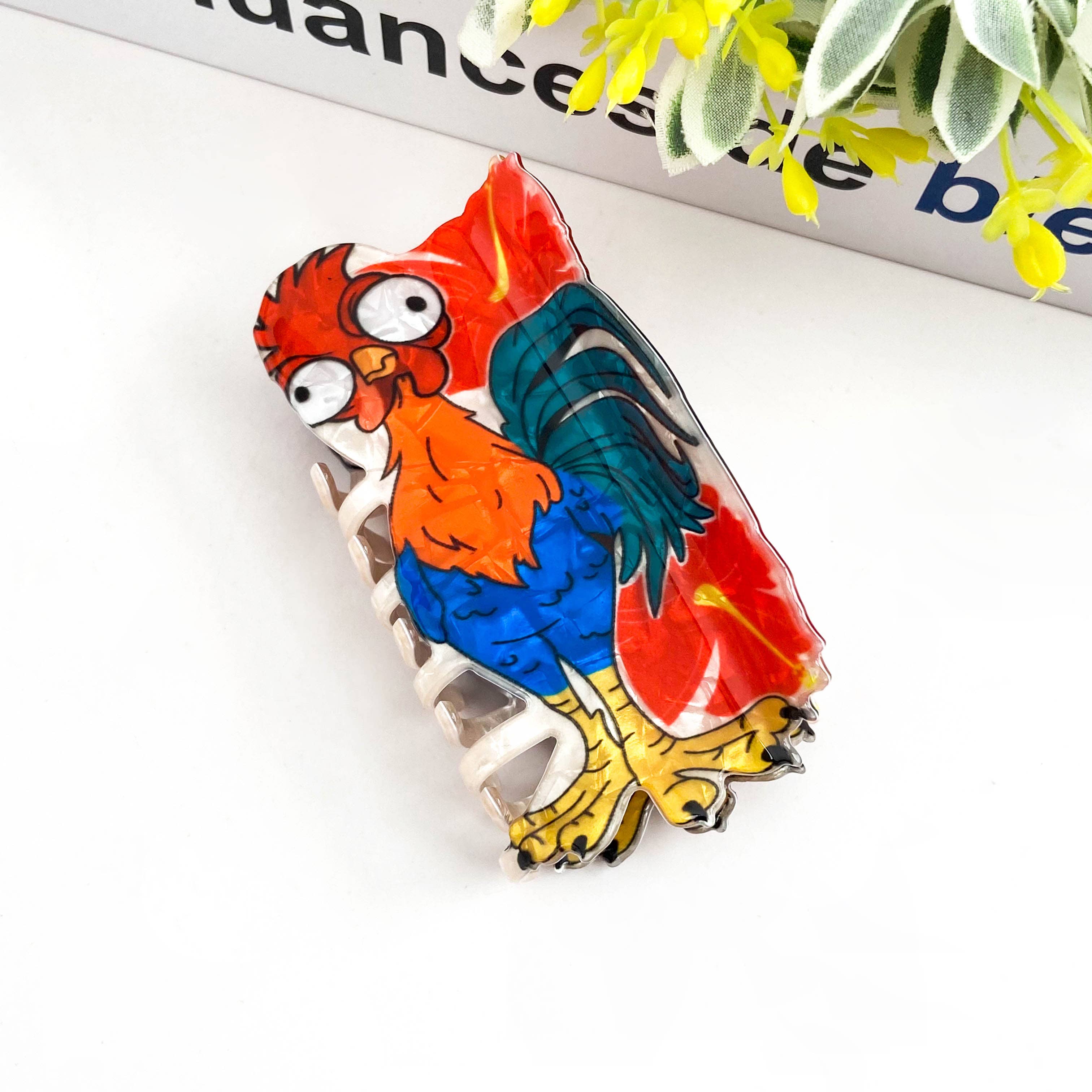 Funny Rooster Claw Clip, Acetate Festive Animal Hair Clip