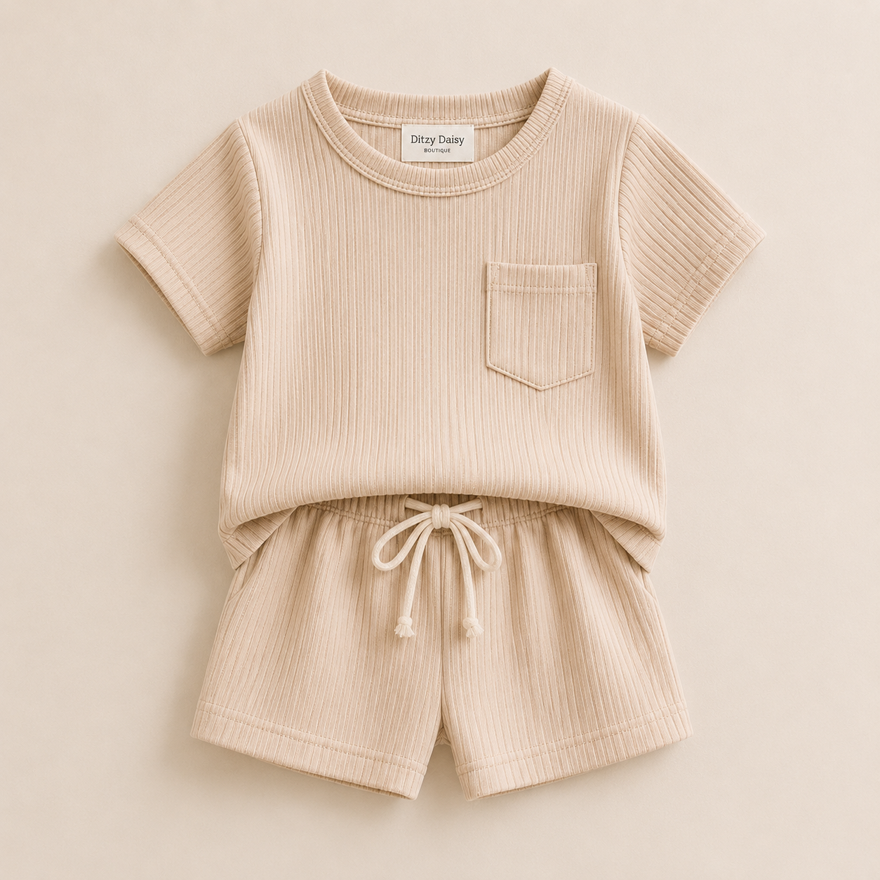 Neutral Ribbed Toddler Outfit
