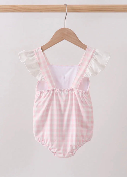 Pink Plaid Bow UPF Swim One Piece