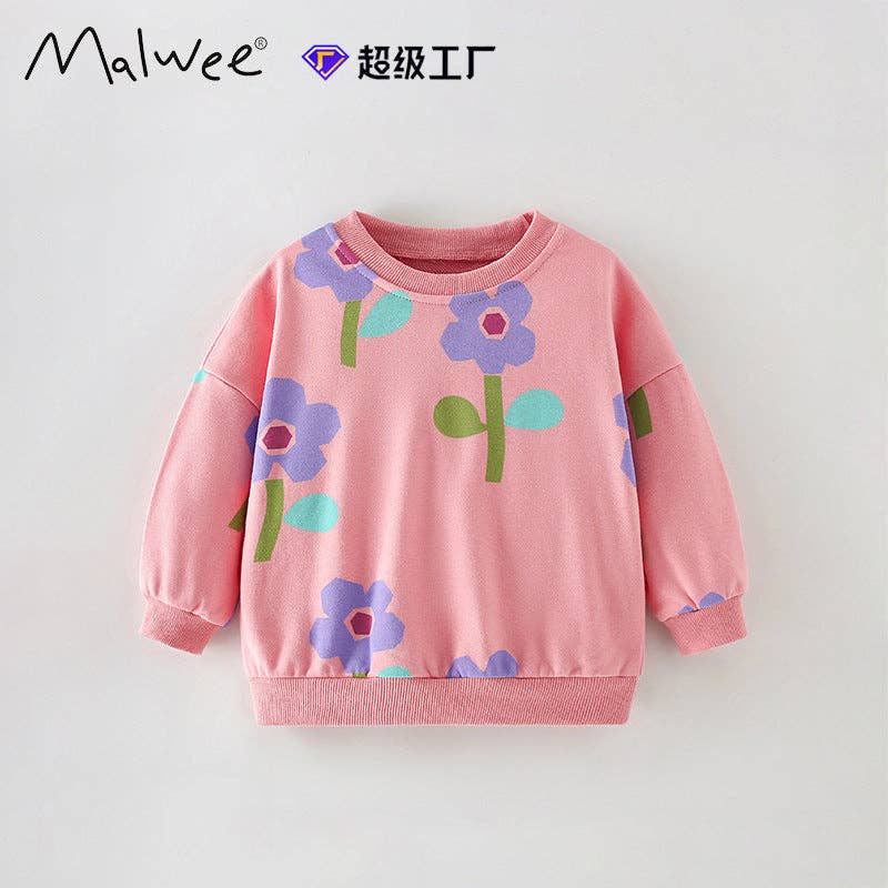 Floral Print Cotton Sweatshirt Casual Style