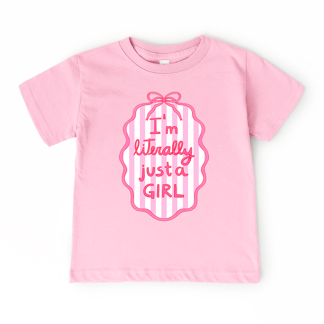 Just a Girl | Kids Spring + Summer Graphic Tee: Light Pink