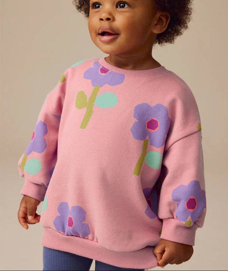 Floral Print Cotton Sweatshirt Casual Style