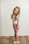 Kids Pink Checkered Denim Summer Shorts