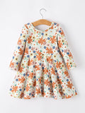 Fall Floral Girls Dress Long Sleeve Twirl Dress