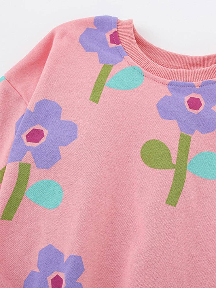 Floral Print Cotton Sweatshirt Casual Style