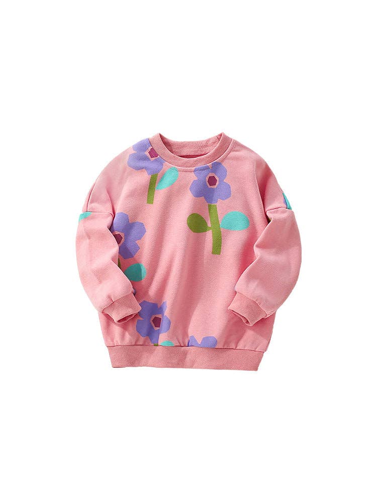 Floral Print Cotton Sweatshirt Casual Style