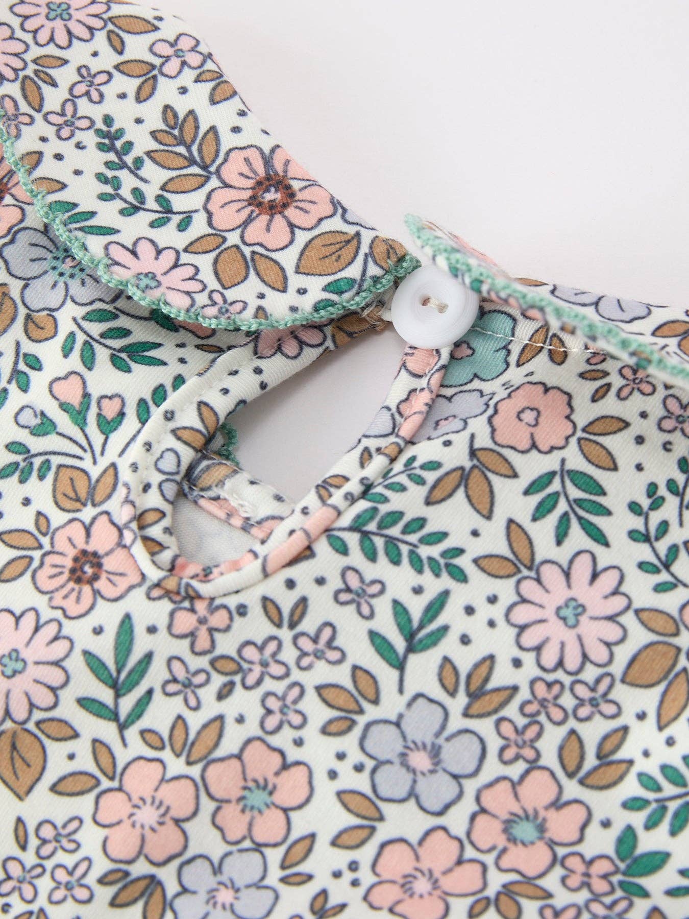 Sage Green Bow Floral Smocked Girl Dress
